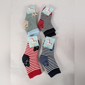 Eocom Kids Socks Striped Cats Kittens Blue Red Black White Wool Blend NEW - 4
